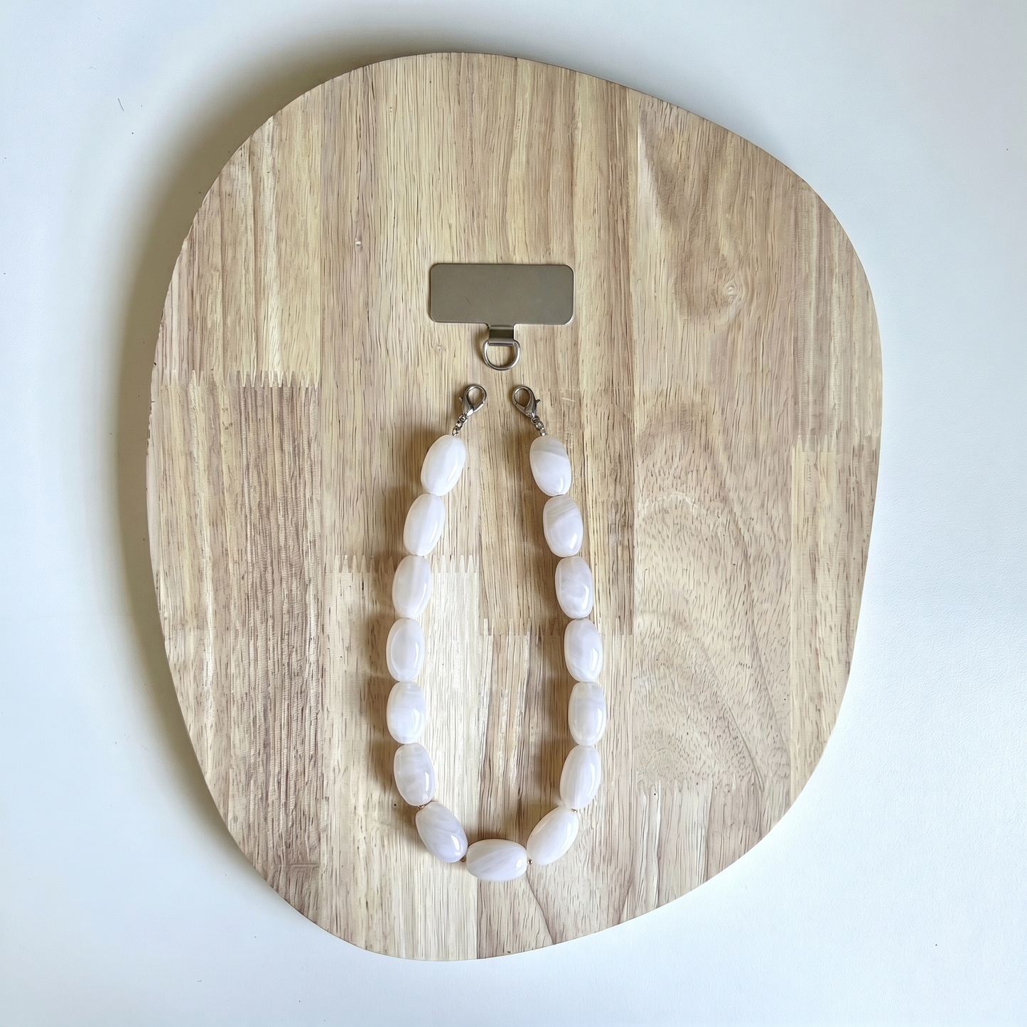 Telefoonkoord Kit - Acryl kralen met zilveren chain