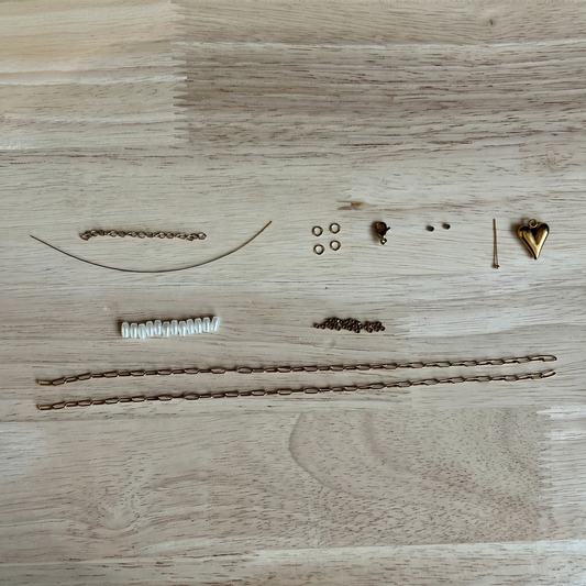Parel Ketting Kit met Hart Bedel - Goud