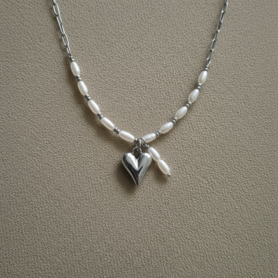 Parel Ketting Kit met Hart Bedel - Zilver
