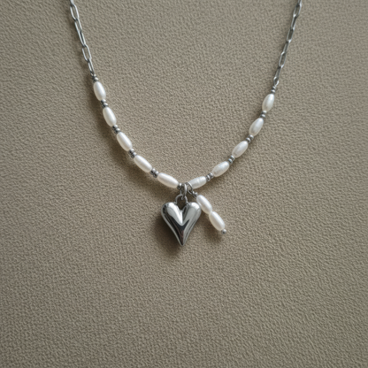 Parel Ketting Kit met Hart Bedel - Zilver