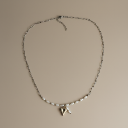 Parel Ketting Kit met Hart Bedel - Zilver