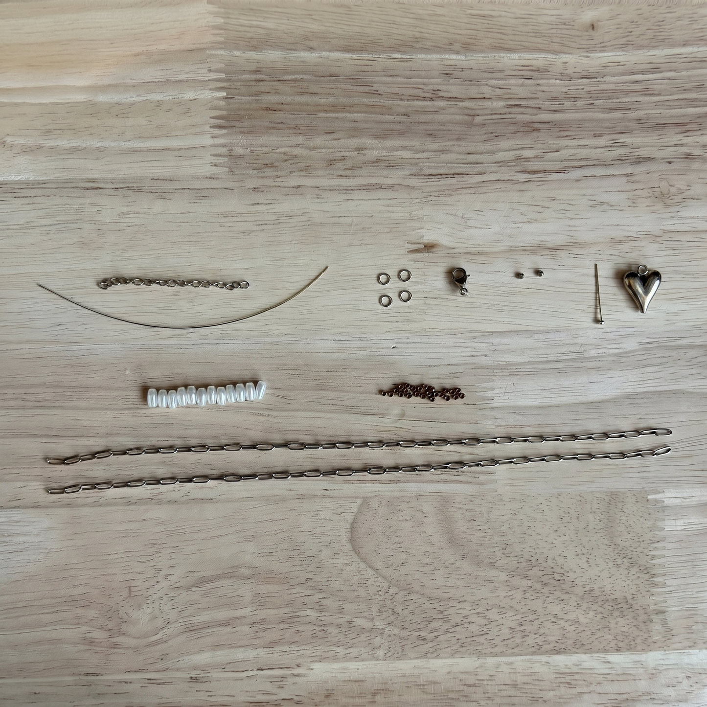 Parel Ketting Kit met Hart Bedel - Zilver