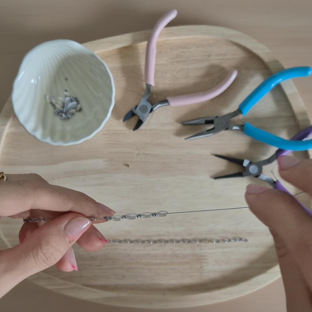 Parel Ketting Kit met Hart Bedel - Zilver