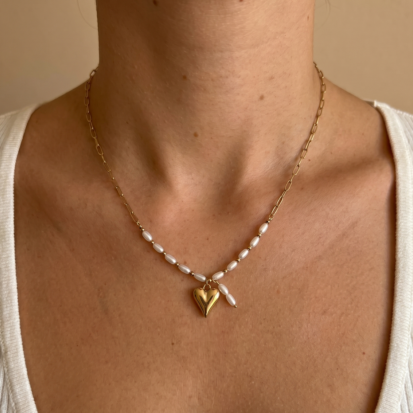 Parel Ketting Kit met Hart Bedel - Goud