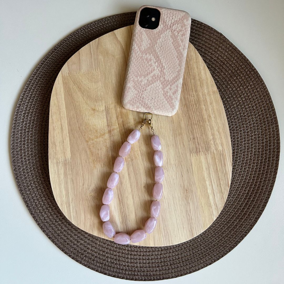 Telefoonkoord Kit - Acryl kralen met gouden chain