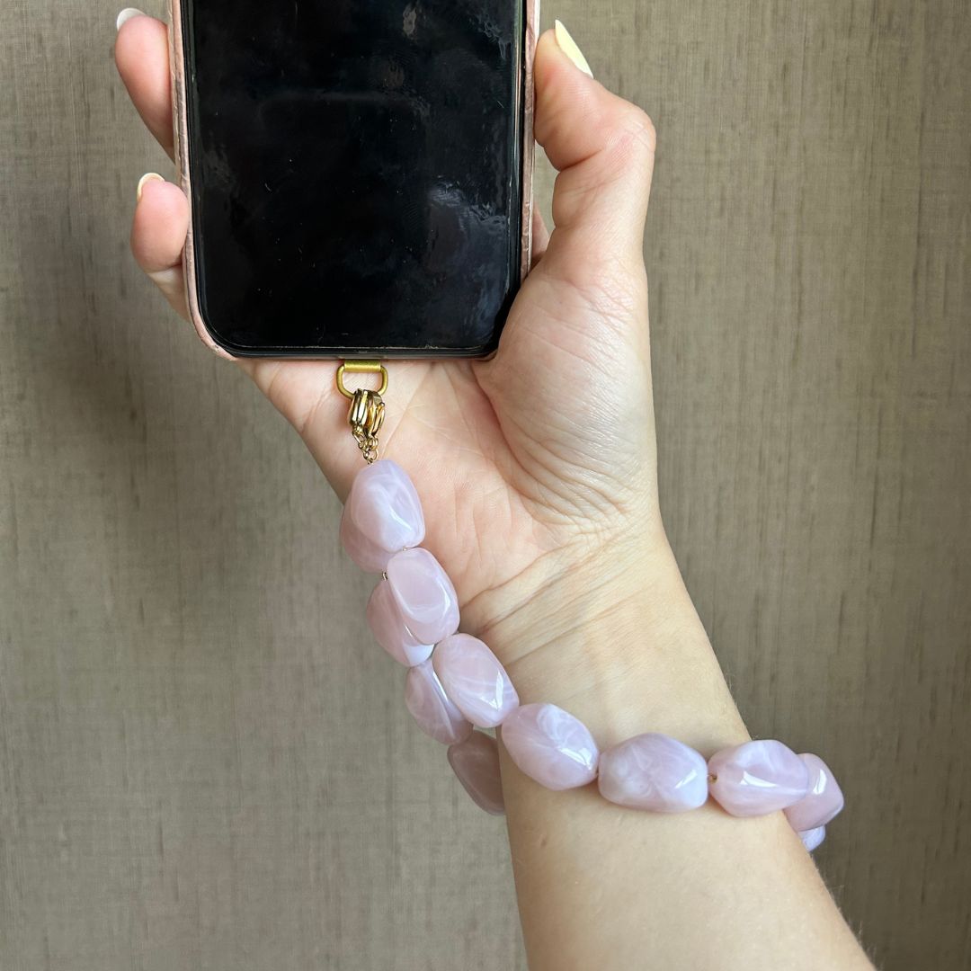 Telefoonkoord Kit - Acryl kralen met gouden chain